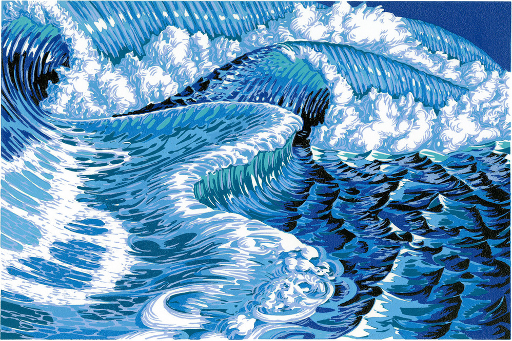 North Sea — linoleum print by Patrick Simon