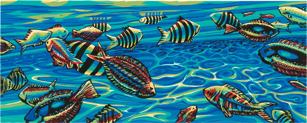 Noon — linoleum print by Patrick Simon