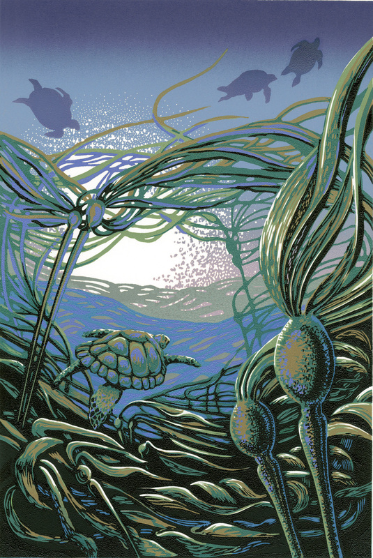 Kelp Forest — linoleum print by Patrick Simon