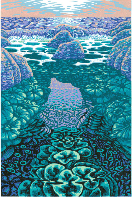 Tide Pool — linoleum print by Patrick Simon