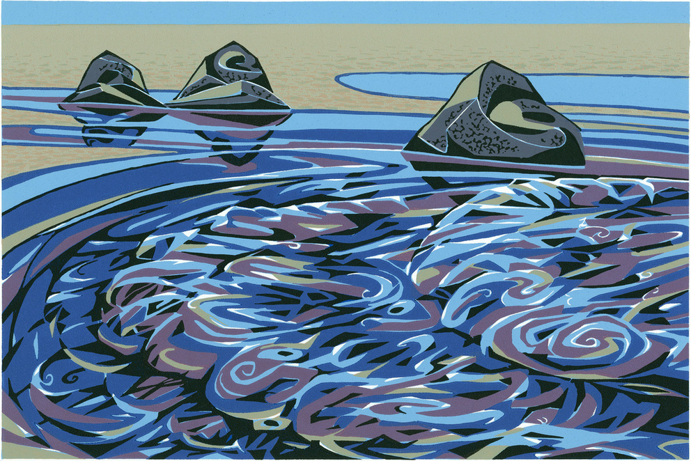 High Tide — linoleum print by Patrick Simon