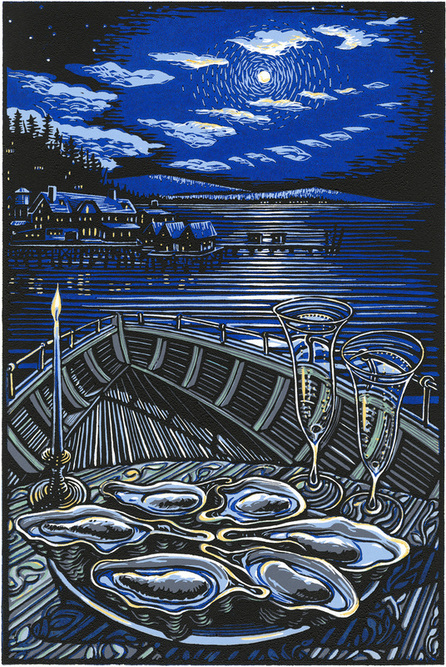 Night Sky — linoleum print by Patrick Simon