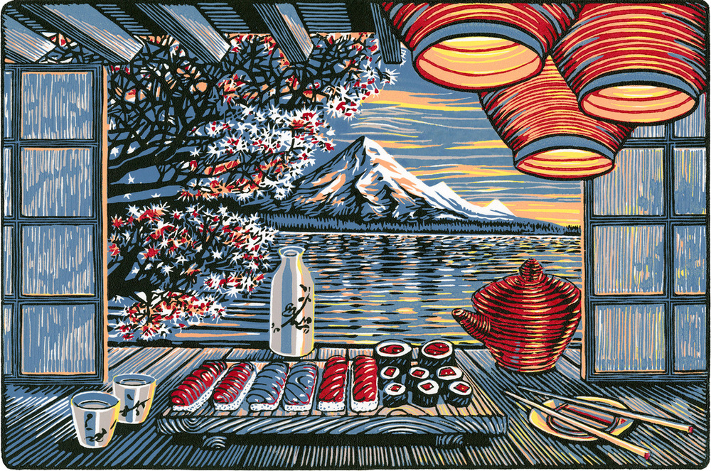 Spring — linoleum print by Patrick Simon