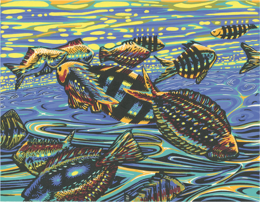 Tropic — linoleum print by Patrick Simon