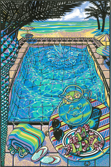 Splash — linoleum print by Patrick Simon